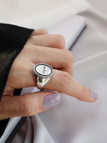 خاتم من الفضة الإسترليني عيار 925 بتصميم عتيق مقاس حر