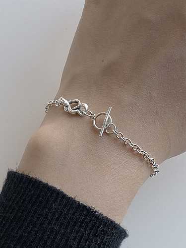 Pulsera de eslabones minimalistas de corazón de plata de ley 925