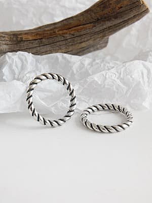 925 Sterling Silver Retro Circle Twist Free Size Rings