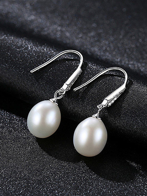 925 Sterling Silver With Platinum Plated Fashion Round Hook Earrings