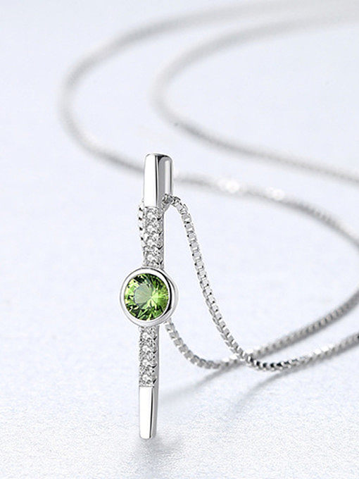 Grüner Kristall aus Sterlingsilber mit 3A-Zirkon-Halskette