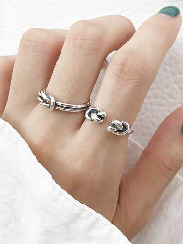 925 Sterling Silber Vintage Bold Double Knot freie Größe Midi-Ring