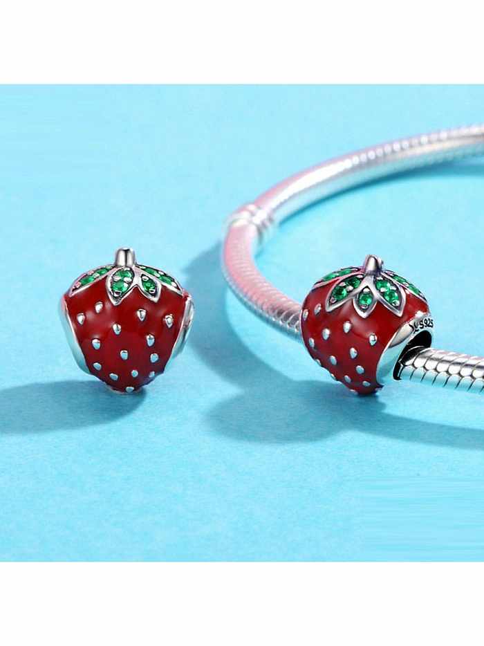 925 silver cute strawberry charms