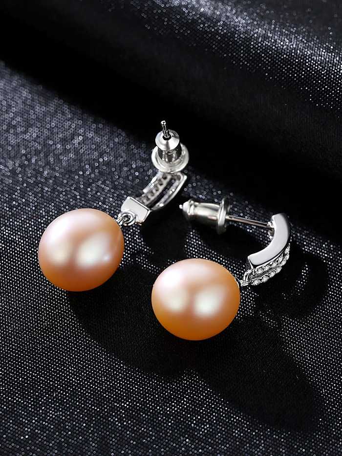925 Sterling Silver with 3A zircon fashion Freshwater Pearl Drop Earring