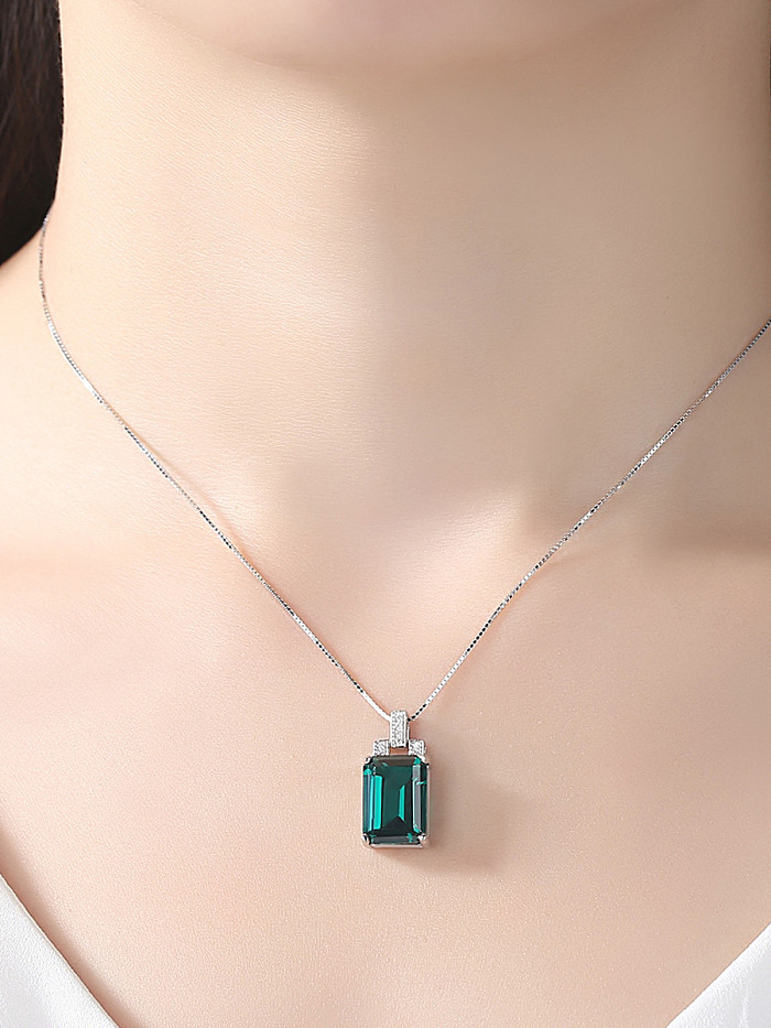 Halskette aus Sterlingsilber, grün, blau, mit natürlichen Edelsteinen