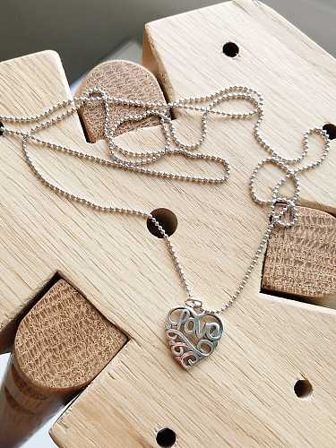 925 Sterling Silver Letter-love heart Artisan Beaded Necklace