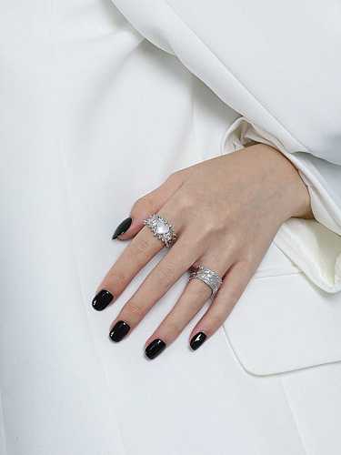 925 Sterling Silver Cubic Zirconia Heart Vintage Band Ring