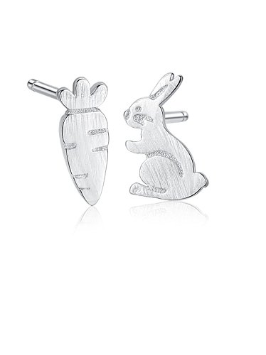 925 Sterling Silver Minimalist Cartoon cute bunny radish Stud Earring