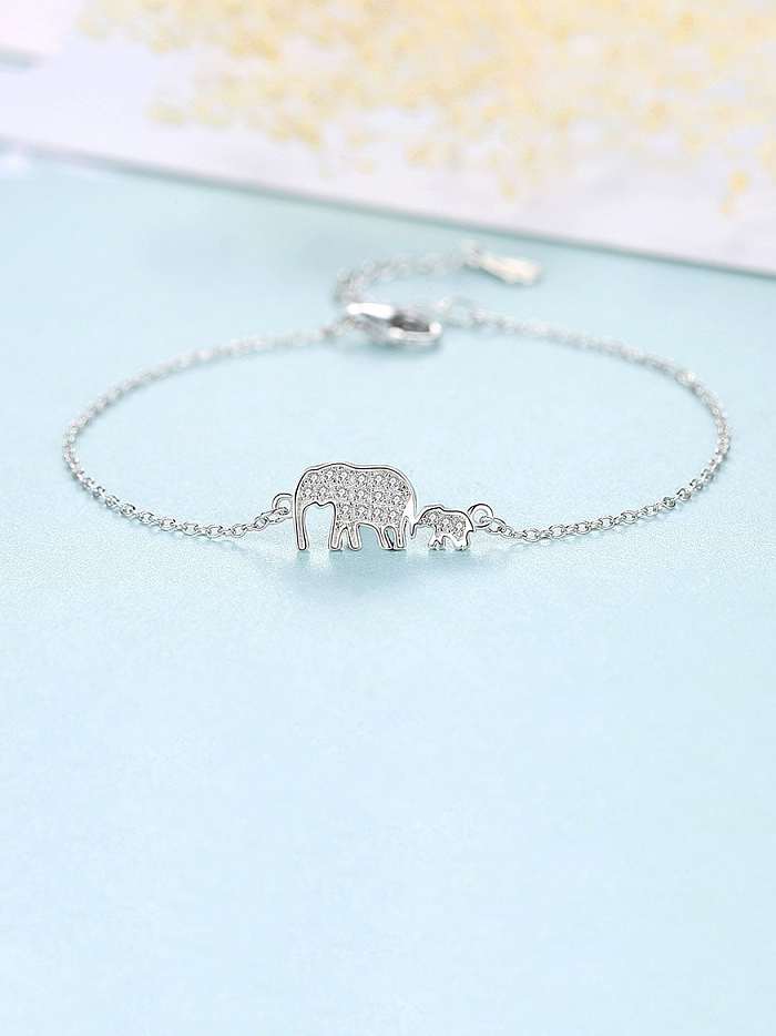 Bracelet à maillons éléphant minimaliste en argent sterling 925 avec zircone cubique