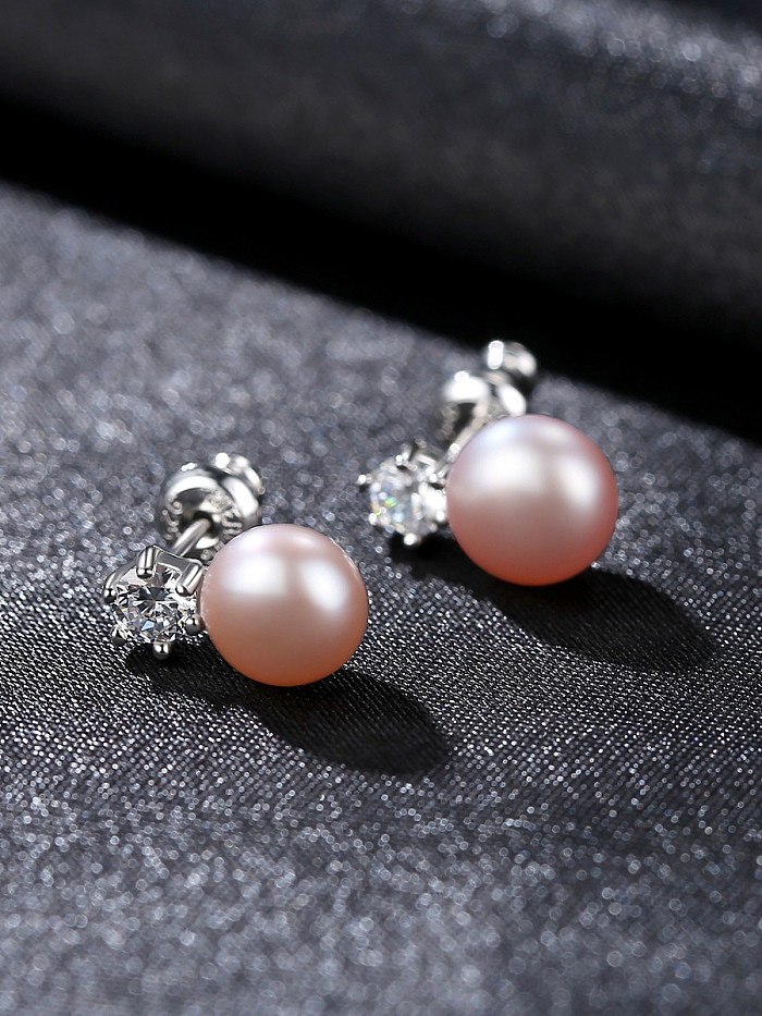 Boucles d'oreilles petites perles naturelles simples en argent sterling