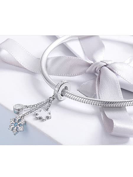 925 silver cute snowflake charms