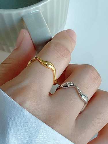 Plata de ley 925 con anillos de banda redonda de curva simplista chapados en oro