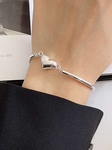 925 Sterling Silver Heart Minimalist Adjustable Bracelet