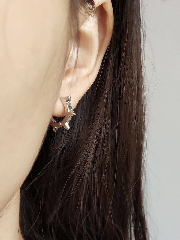 925 Sterling Silver irregular minimalist asymmetrical geometry Huggie Earring