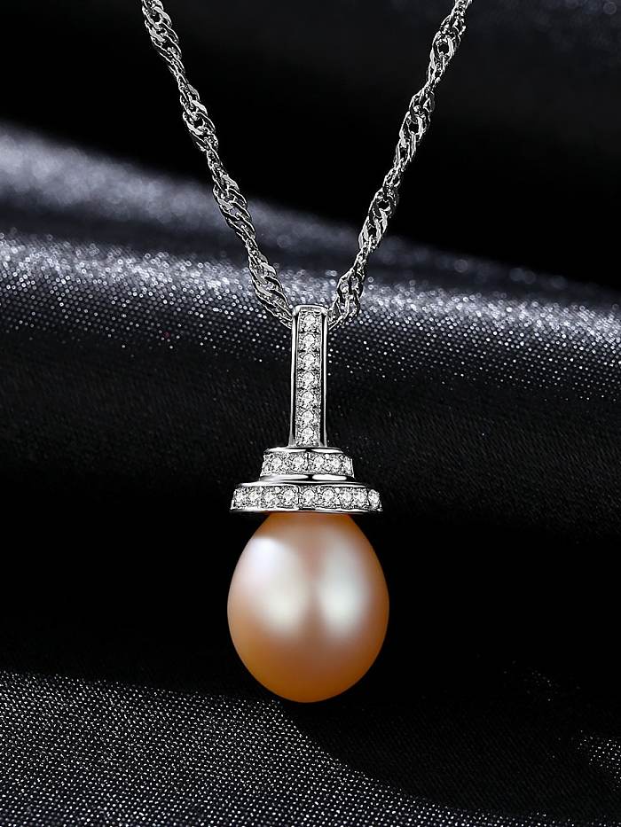 925 Sterling Silver Freshwater Pearl Pink pendant Necklace