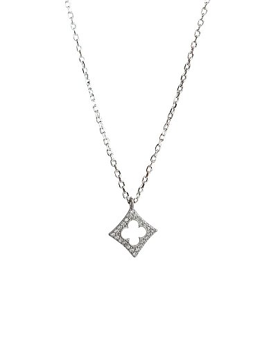 925 Sterling Silber Strass Quadratisch Zierliche Halskette