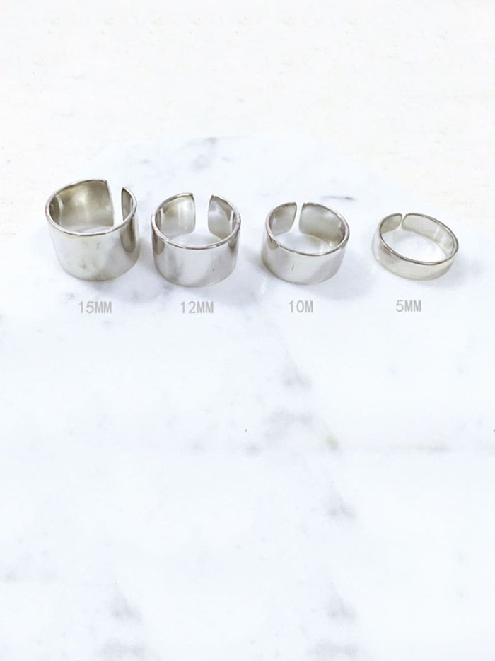 Anel de pulseira de prata esterlina 925 redondo minimalista tamanho livre