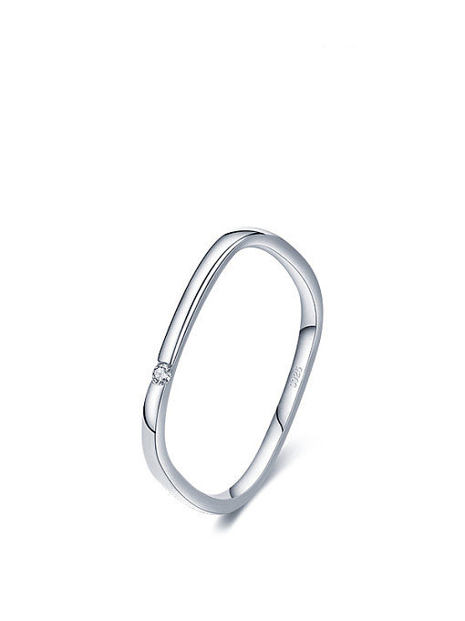 925 Sterling Silver Rhinestone Geometric Minimalist Band Ring