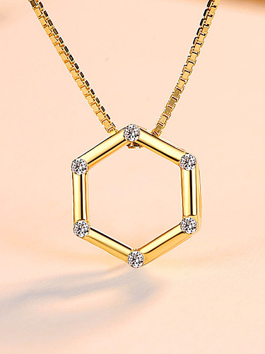 Collier hexagonal en argent sterling avec zircon 3A