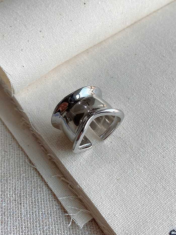 925 Sterling Silver With Platinum Plated Fashion Irregular Free Size Rings