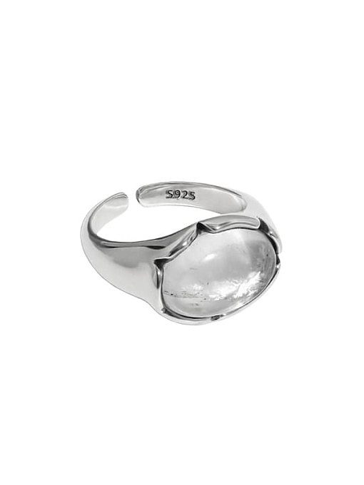 925 Sterling Silver Crystal Irregular Vintage Band Ring