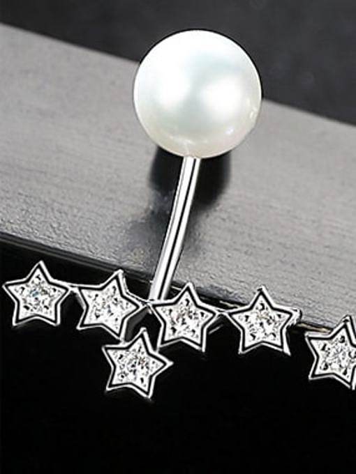Boucles d'oreilles pendantes en argent sterling 925 avec perle d'eau douce blanche et étoile