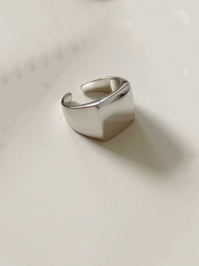 925 Sterling Silver Minimalist Square Free Size Ring