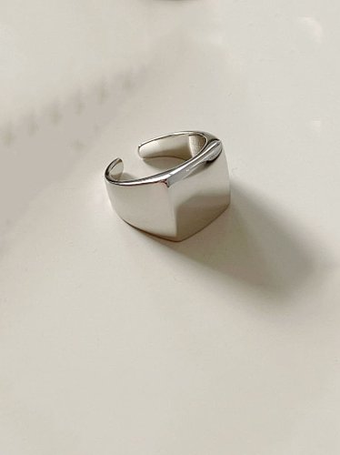Anel quadrado minimalista de prata esterlina 925 tamanho livre
