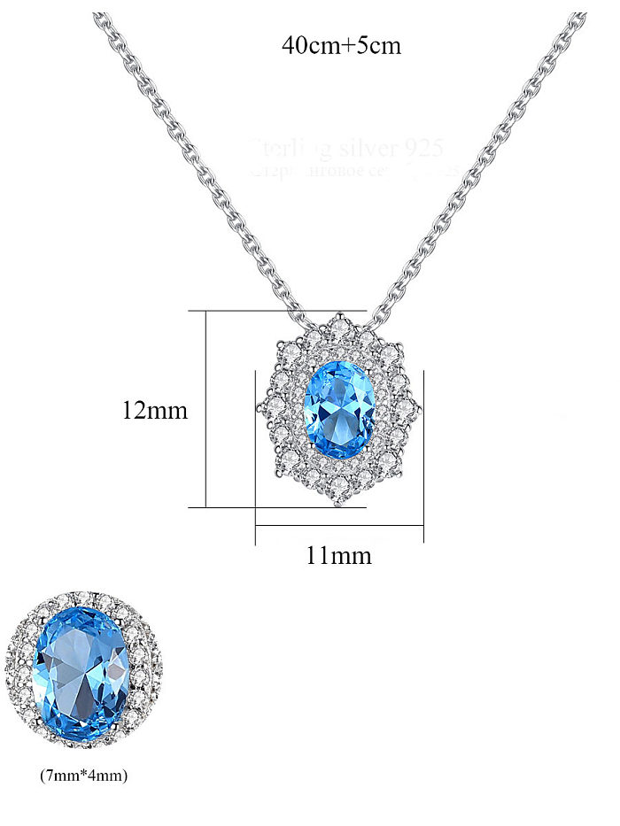925 Sterling Silver With Cubic Zirconia Delicate Oval Necklaces