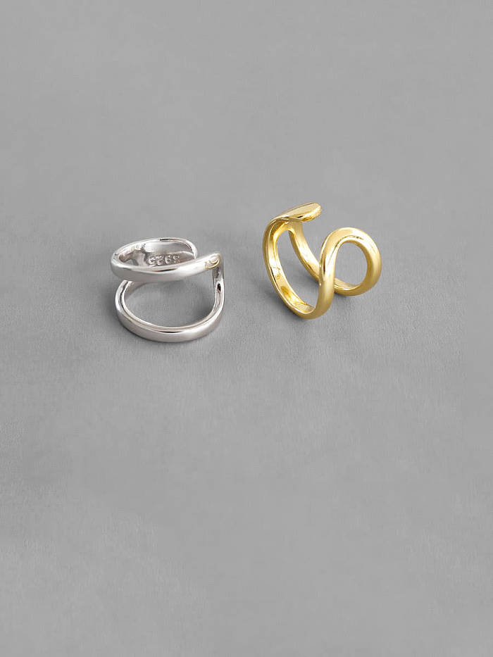 925 Sterling Silver With Gold Plated Simplistic Irregular Clip On Earrings