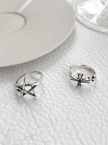 925 Sterling Silver Hollow Star Minimalist Midi Ring