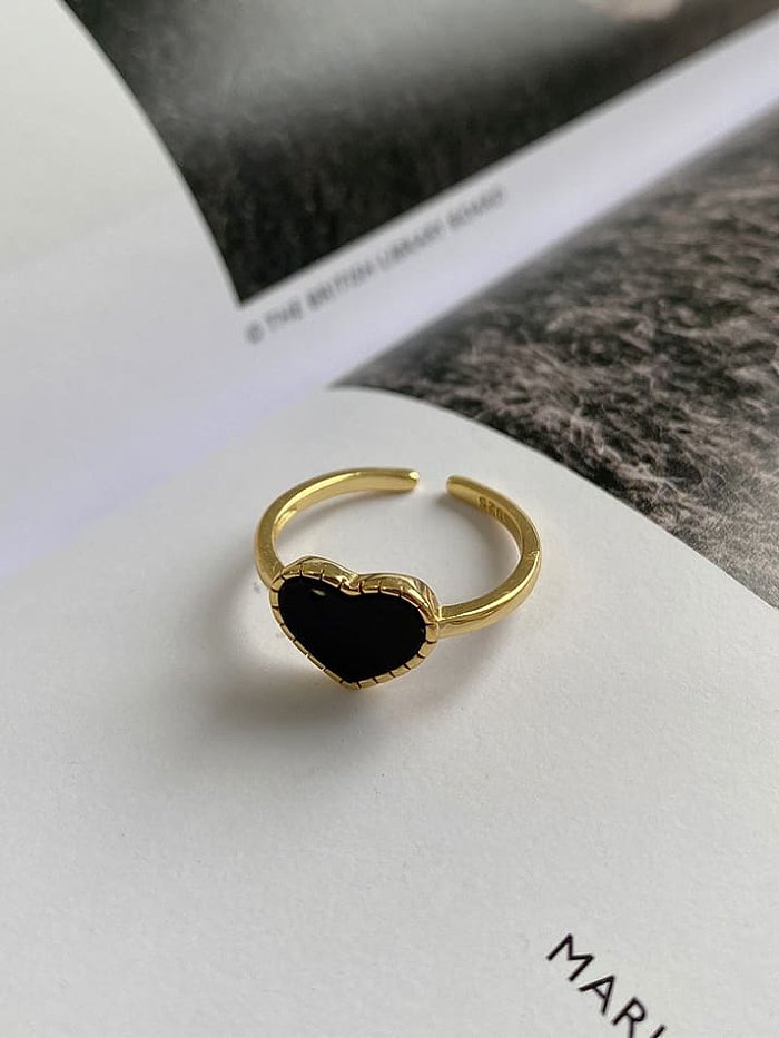 925 Sterling Silver Acrylic Heart Minimalist Band Ring