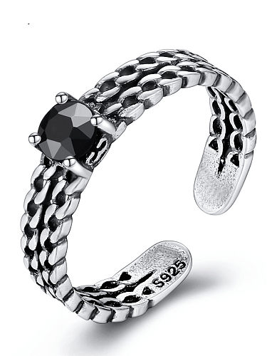 925 Sterling Silver personality retro three twist Free Size ring