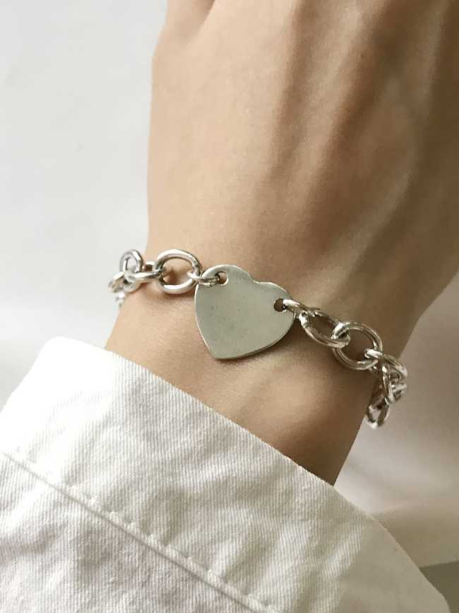 Minimalistisches Herz-Kettenglied-Armband aus 925er Sterlingsilber