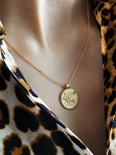 Colares de leão em prata esterlina 925 com banho de ouro 18k na moda