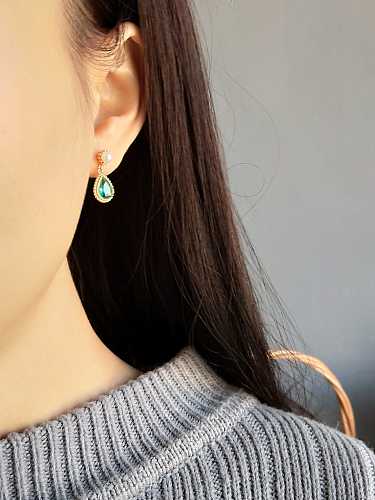 925 sterling silver glass stone water drop minimalist Hook Earring