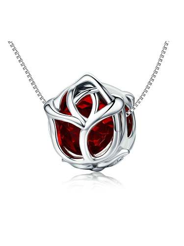 925 Silver Romantic Red Rose charms