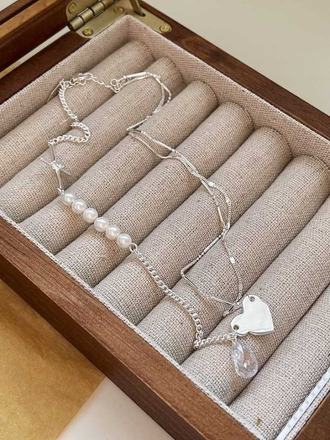 Collier multi-rangs minimaliste irrégulier en argent sterling 925