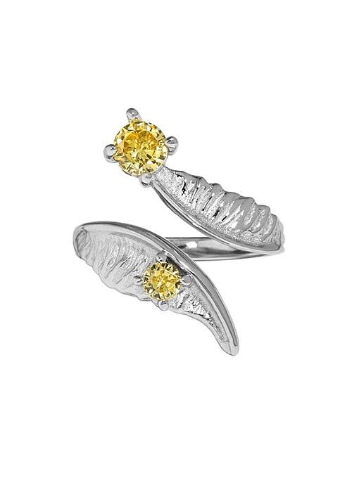 925 Sterling Silver Cubic Zirconia Leaf Minimalist Band Ring