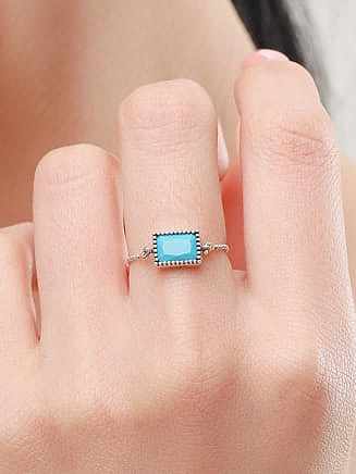 925 Sterling Silver Turquoise Geometric Vintage Bead Ring