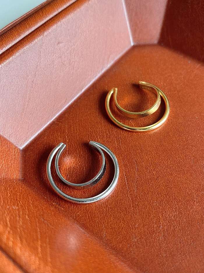 925 Sterling Silver Double Loop Ear Clamp (Single) Minimalist Hoop Earring