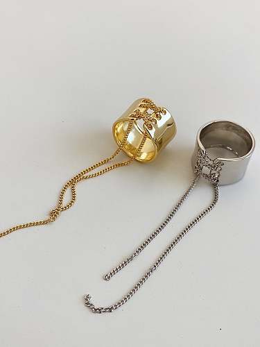 925 Sterling Silver Geometric Tassel Vintage Band Ring