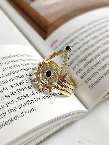 925 Sterling Silver V Type Caution Hip Hop Free Size Midi Ring