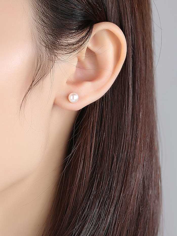 925 Sterling Silver Freshwater Pearl White Bear Trend Asymmetryud Earring