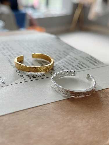 Anel de banda de prata esterlina vintage simples irregular superfície irregular 925