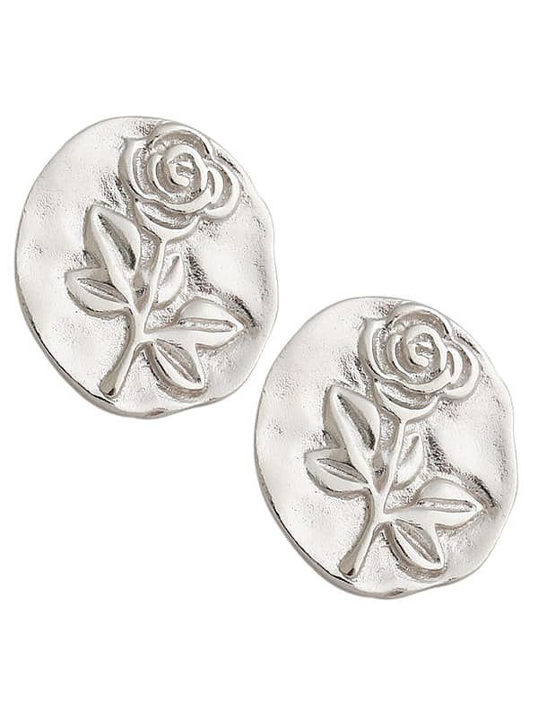 925 Sterling Silber Geometrische Rose Blume Vintage Ohrstecker