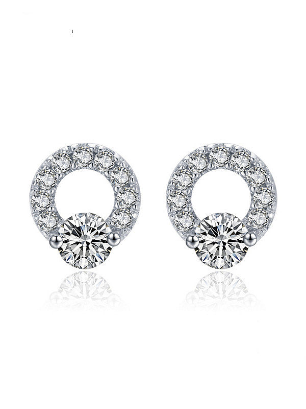 925 Sterling Silver Cubic Zirconia Geometric Minimalist Stud Earring