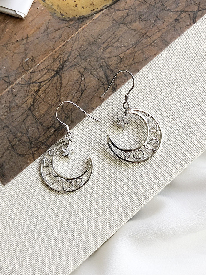 Sterling Silver minimalist moon star Earrings