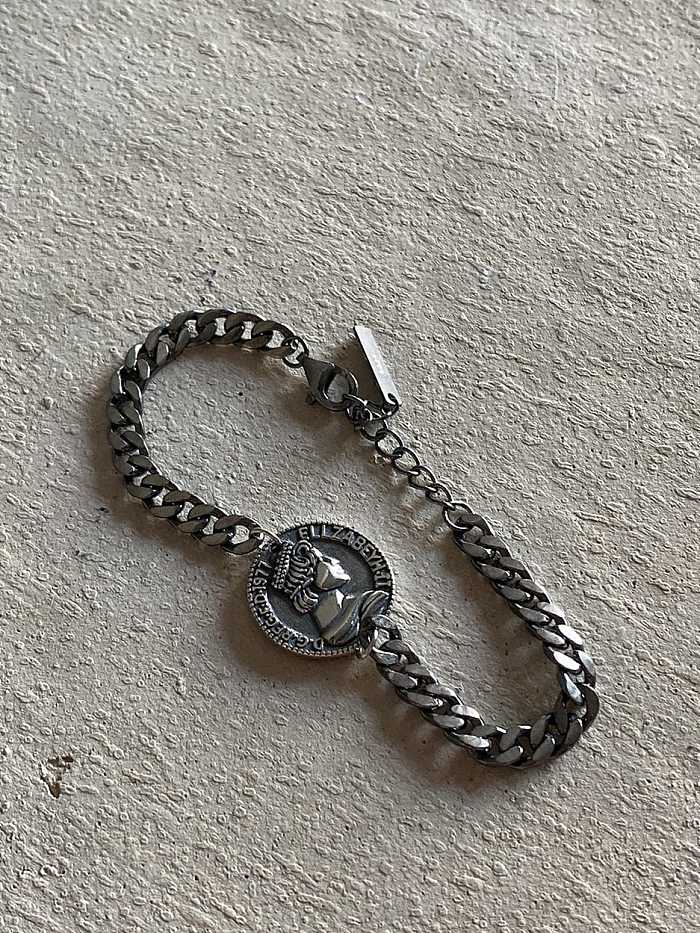 925 Sterling Silver Geometric Vintage Link Bracelet