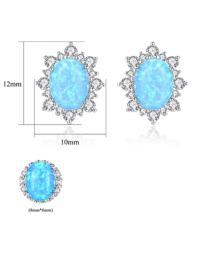 Boucles d'oreilles ovales de luxe en argent sterling 925 avec opale